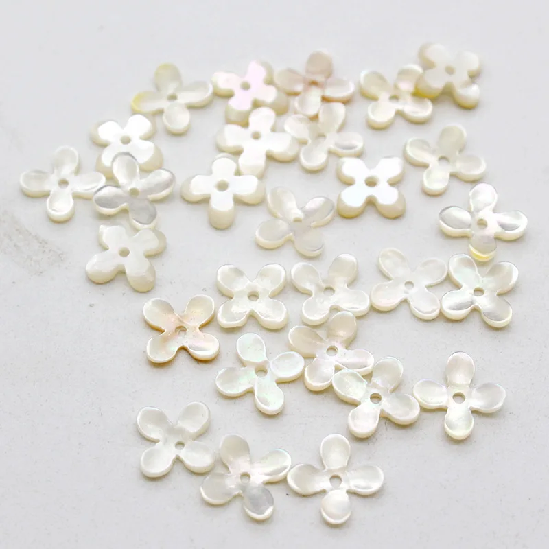 5pcs / bag natural mother-of-pearl hand-carved four-petal shell flower jewelry making DIY necklace earrings jewelry accessories