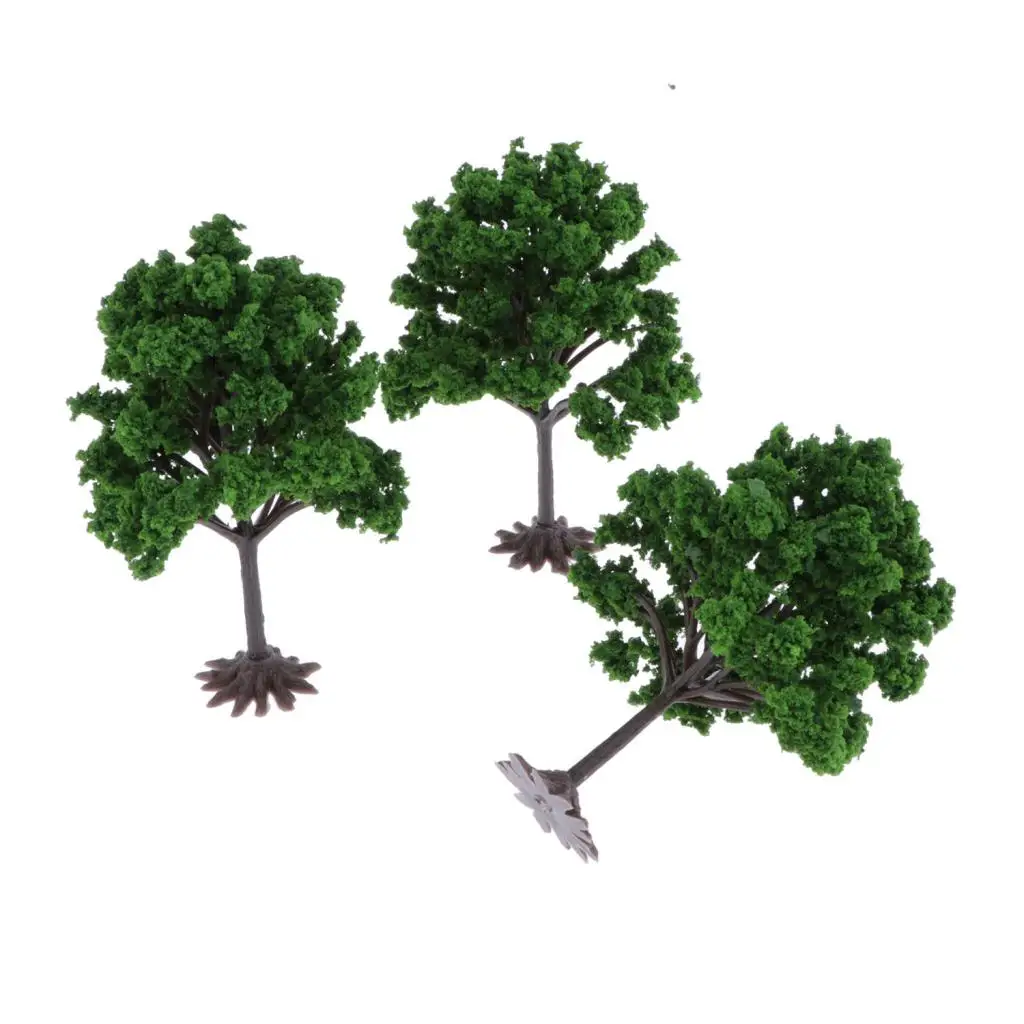 3pcs 10cm Model Tree Architecture Train Railway Wargame Diorama Scene Layout