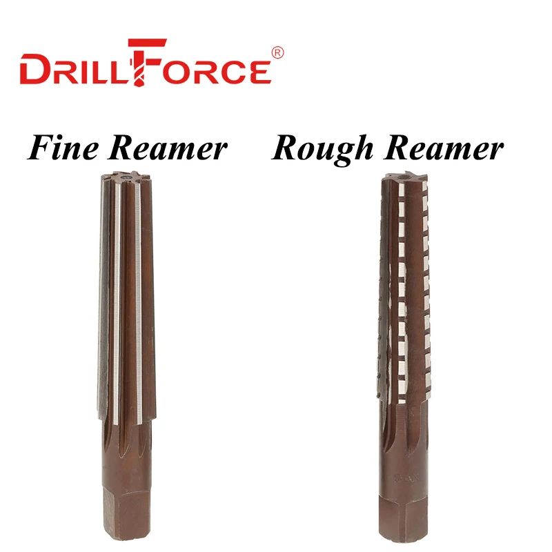 Alat Pelubang Tangan Drillforce MT1/MT2/MT3/MT4/MT5 HSS Steel Fine/Rugged-Edge Morse Taper Reamer untuk Penggilingan Menyelesaikan Alat Pemotong