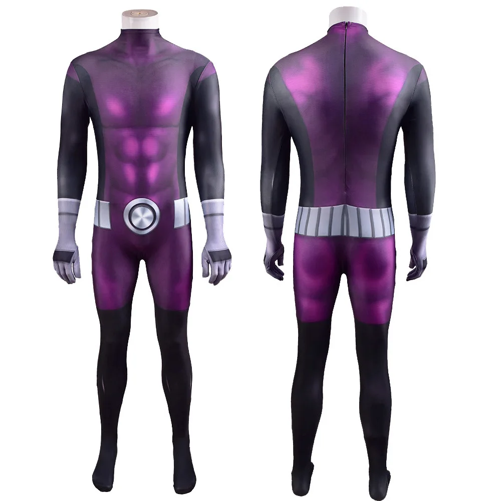 Supereroe Titans Attack Beast Boy Costume Cosplay Spandex Zentai tuta tuta Disfraces De Halloween Costume per adulto/bambino