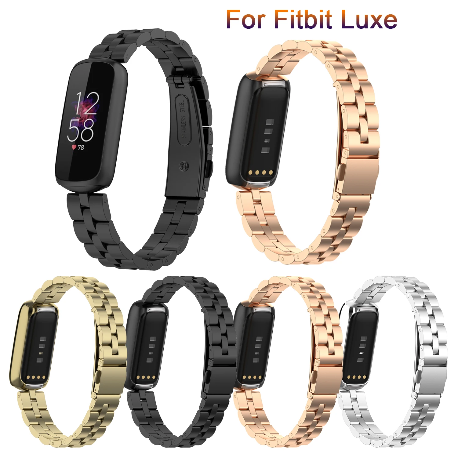 New Watch Bands For Fitbit Luxe sport watch Band Stainless Steel Metal Wrist Strap Women Jewelry Bracelet For Fitbit Luxe Correa