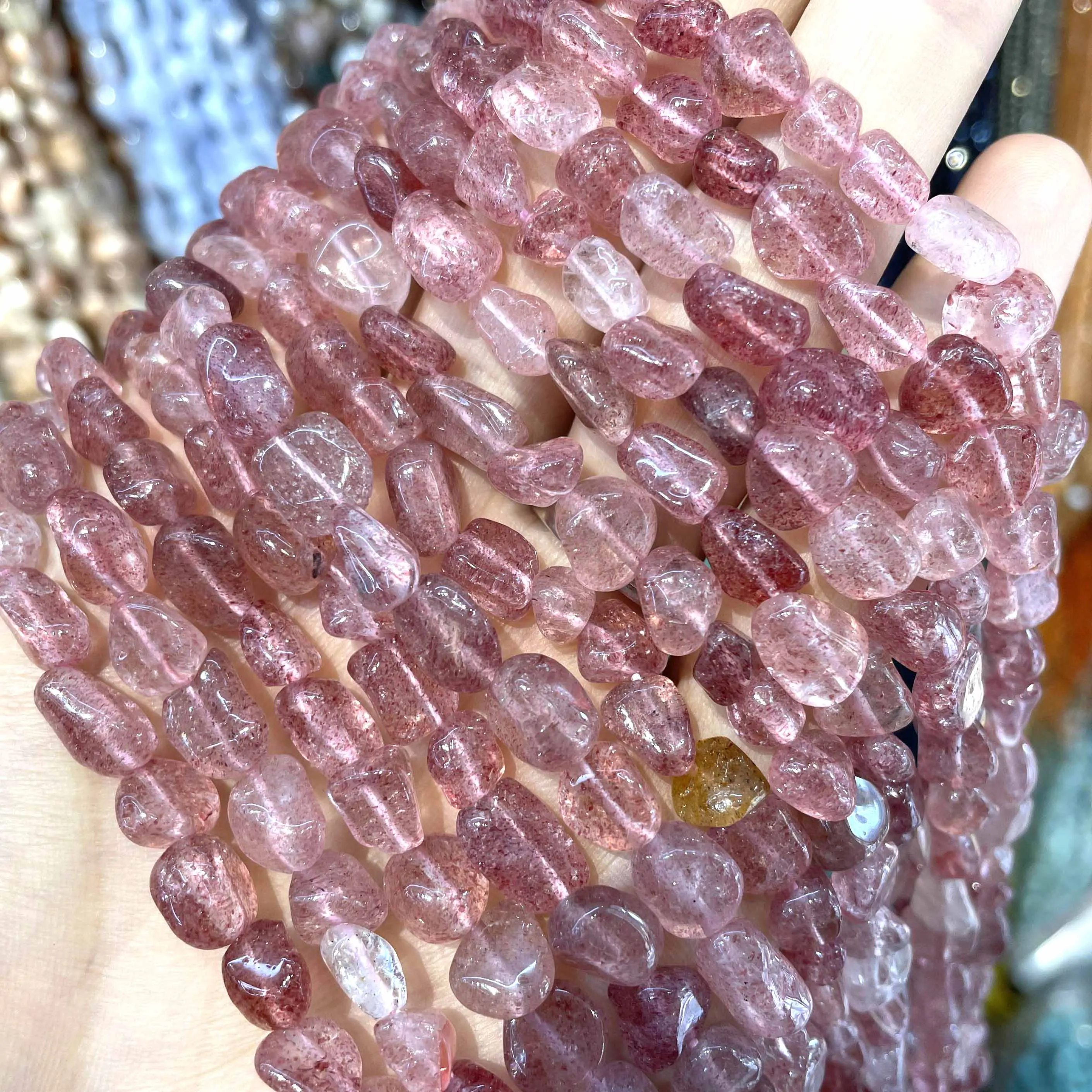 5-10mm Natural Irregular Strawberry Quartz Loose Beads For Jewelry Making Charms DIY Ear Studs Bracelet Necklace Accessories