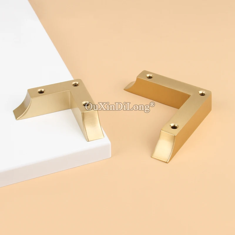 4PCS Right-Angle L-Shaped Sofa Chair TV Cabinet Brass Foot Pad Classic Furniture 7-Shaped Heightening Foot Covers GF586