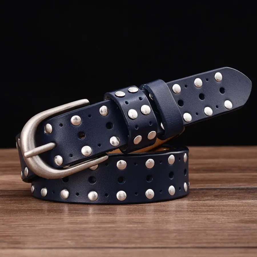 Hollow Out Rivet Belt para Mulheres, Cintura Feminina, Moda, Novo, Largura 2,8