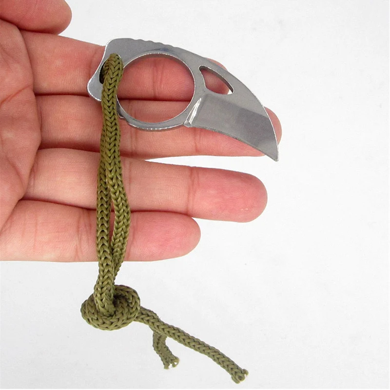 Outdoor Mini Mc Pocket Karambit Met Lederen Schede Cutter Draagbare Klauw Mes Tool Camp Gadget Overleven Box Pakket Opener Open