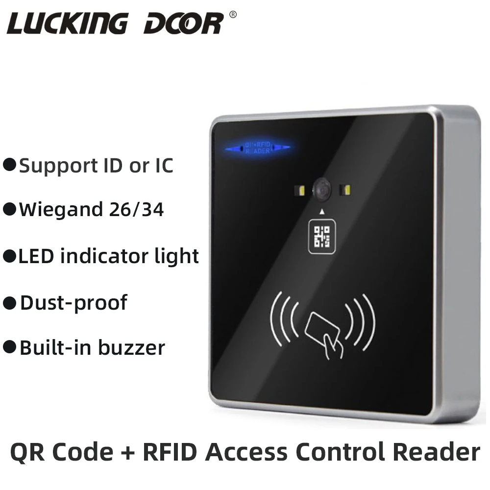 

DC12V Barcode QR Code Reader RFID ID IC Wiegand Access Control Card Reader TTL RS232 RS485 Interface