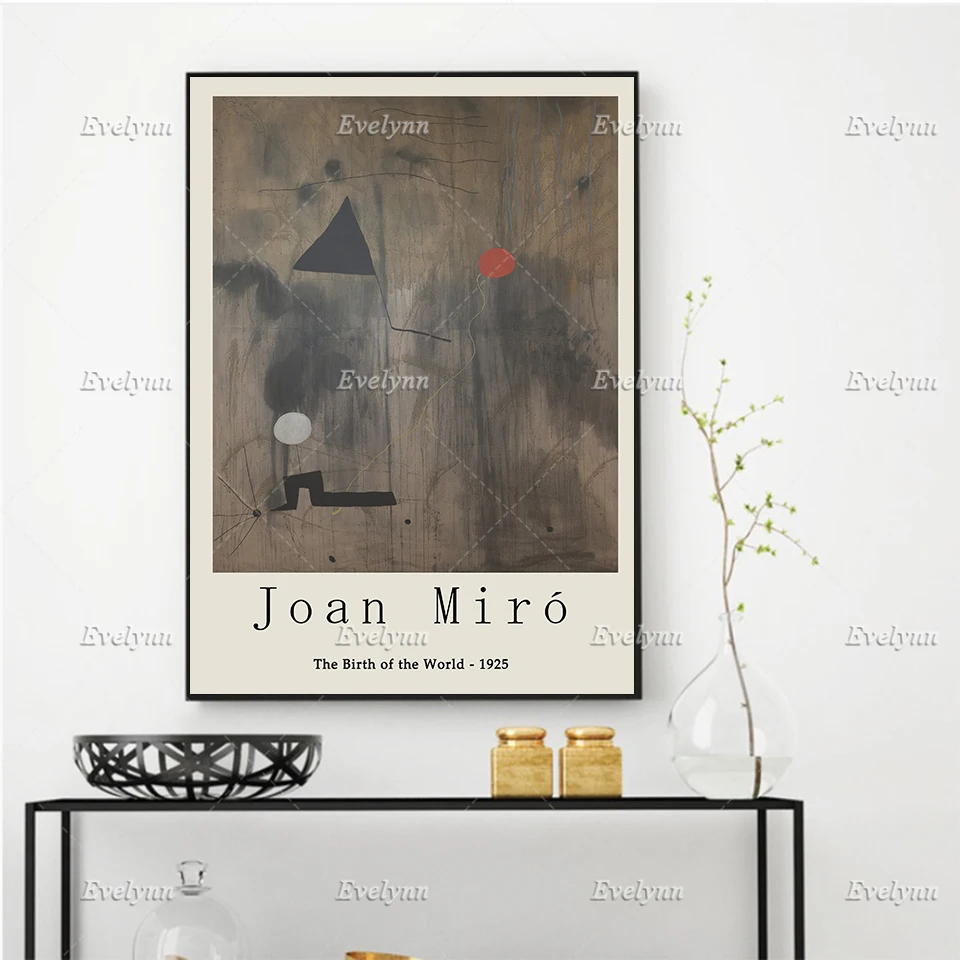 Joan Miró Poster Print - The Birth of the World - Minimalism Wall Art Prints Home Decor Canvas Unique Gift Floating Frame