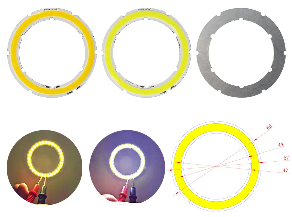 Jährliche Form LED COB Angel Eyes 12V DC 20mm-120mm COB Chip auf Aluminiumplatine Ring LED Kalt Warmweiß Lichtquelle für DIY Glühbirne – Detail 5