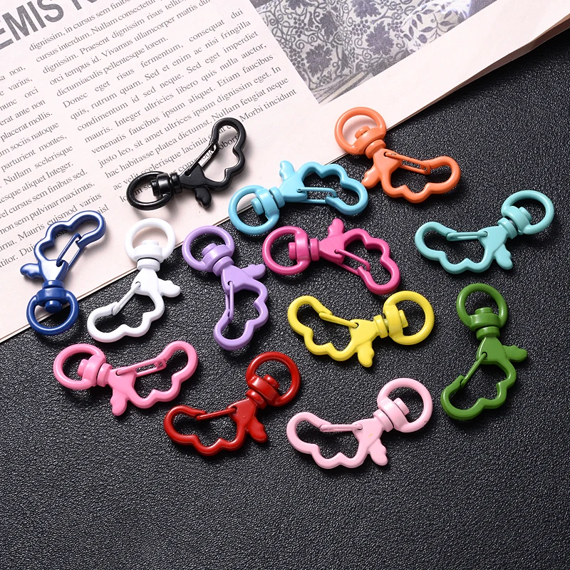 

10Pcs/Lot 21x34mm Alloy Buckle Snap Hook Charm Cloud Shape Lobster Clasp End Connectors for Keychain Bracelet Jewelry Making