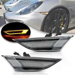 2PCS For Porsche 991 Carrera 12-16 981 Cayman Boxster Front LED Side Marker Light Turn Signal Lamp Replace OEM no error  amber