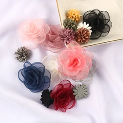 Handmade Flower Patch Chiffon Organza Rose Flowers For DIY Crafts Children Hairpin Decoration Clothing Accessories