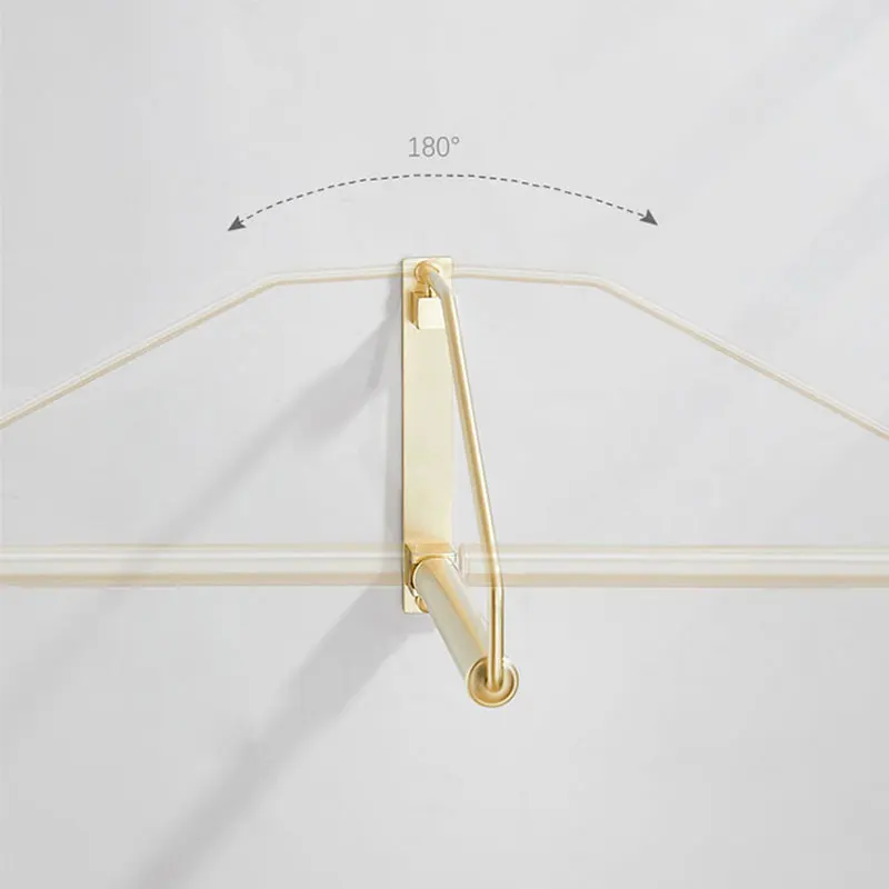 COOANHO Solid Brass Clothes Hanger Rack-Wall Mount with Swing Arm, Sturdy Coat Robe Storage Organizer for  Clothing Drying Rack