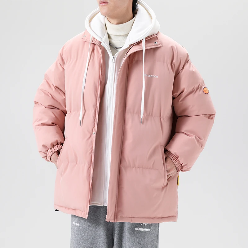 

Winter Men’s Jackets Pop Outwear Warm Parka Coats Streetwear Men Casual Windproof Pockets Hooded Parkas Fake Two-piece Jacket