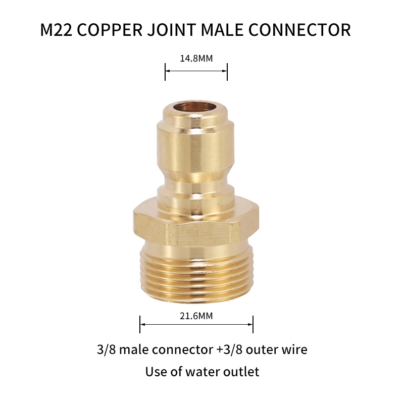 M22 Adapter For High Pressure Wash Machine Water Outlet  Set Quick Connect Kits For M22 High Pressure Washer Gun Pipe