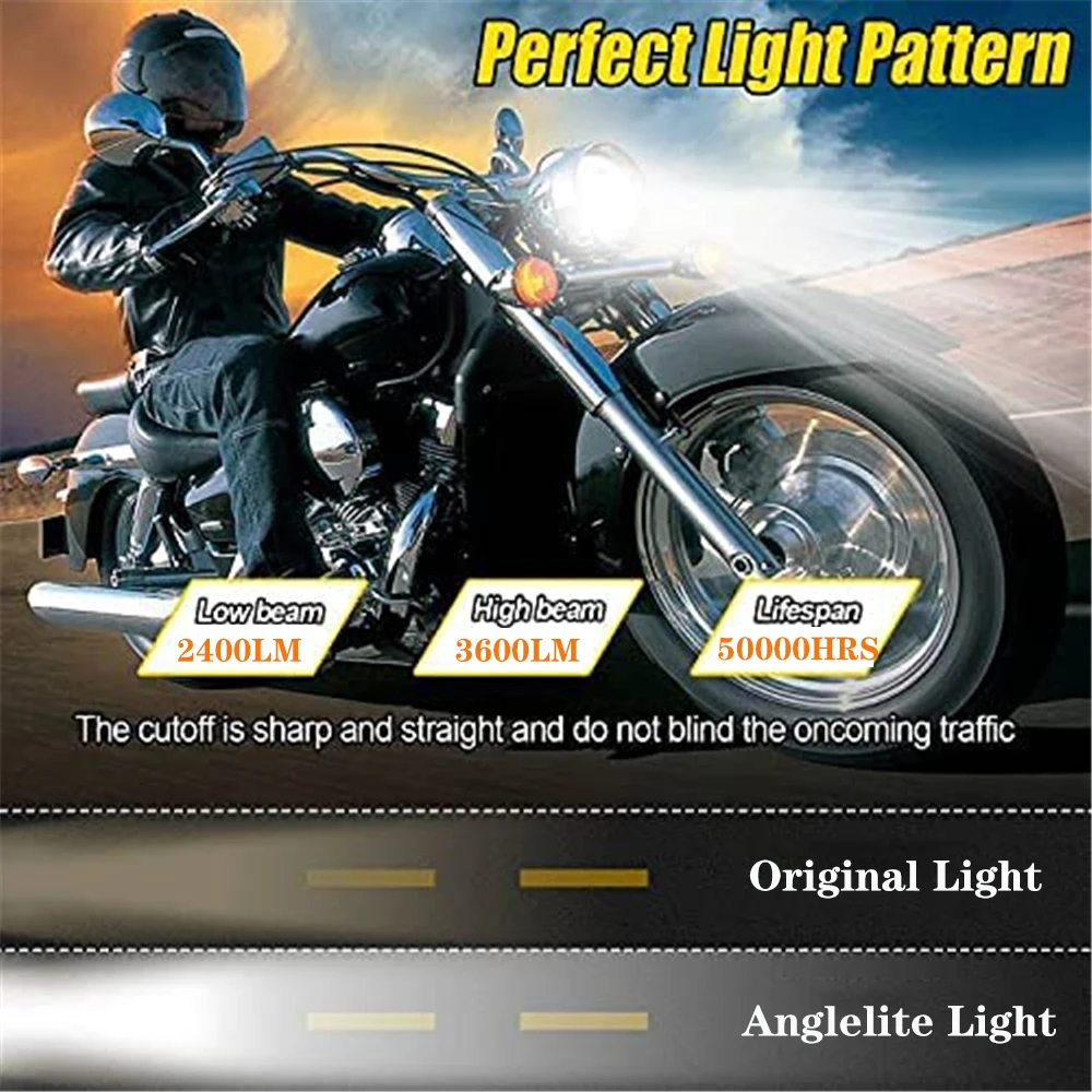7" Inch H4 LED Moto Headlight Round For 93-08 Ducati Monster 1000 600 Halo Ring Amver For JeepJK TJ Touring Lada 4x4 Yamaha Niva view 6