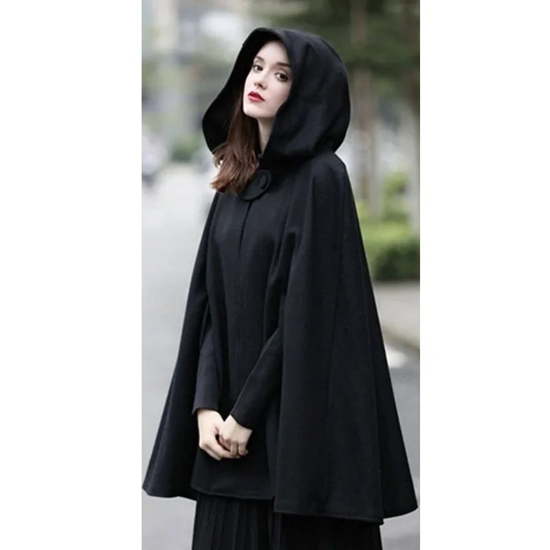 Medieval Elegant Women Outwear Cloak Hooded Coat Vintage Gothic Cape Poncho Casual Maxi Long Cardigan Coats Men Women