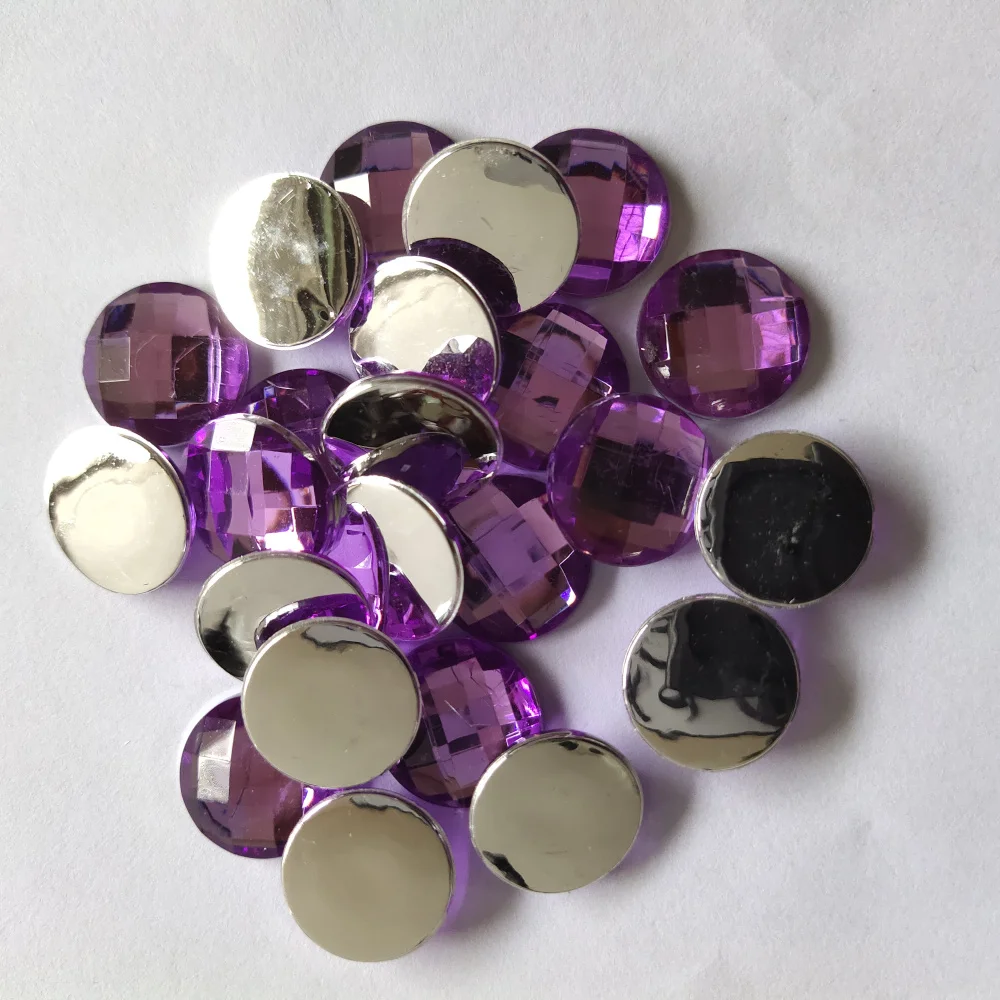 20mm 10pcs/Pack,Black Siam Amethyst Round Acrylic Rhinestones,TAIWAN Acrylic Crystal Flat Back Rhinestones Jewelry Accessories