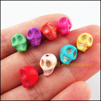 35Pcs Mixed Halloween Skull Stone Spacer Beads Charms 8x10mm