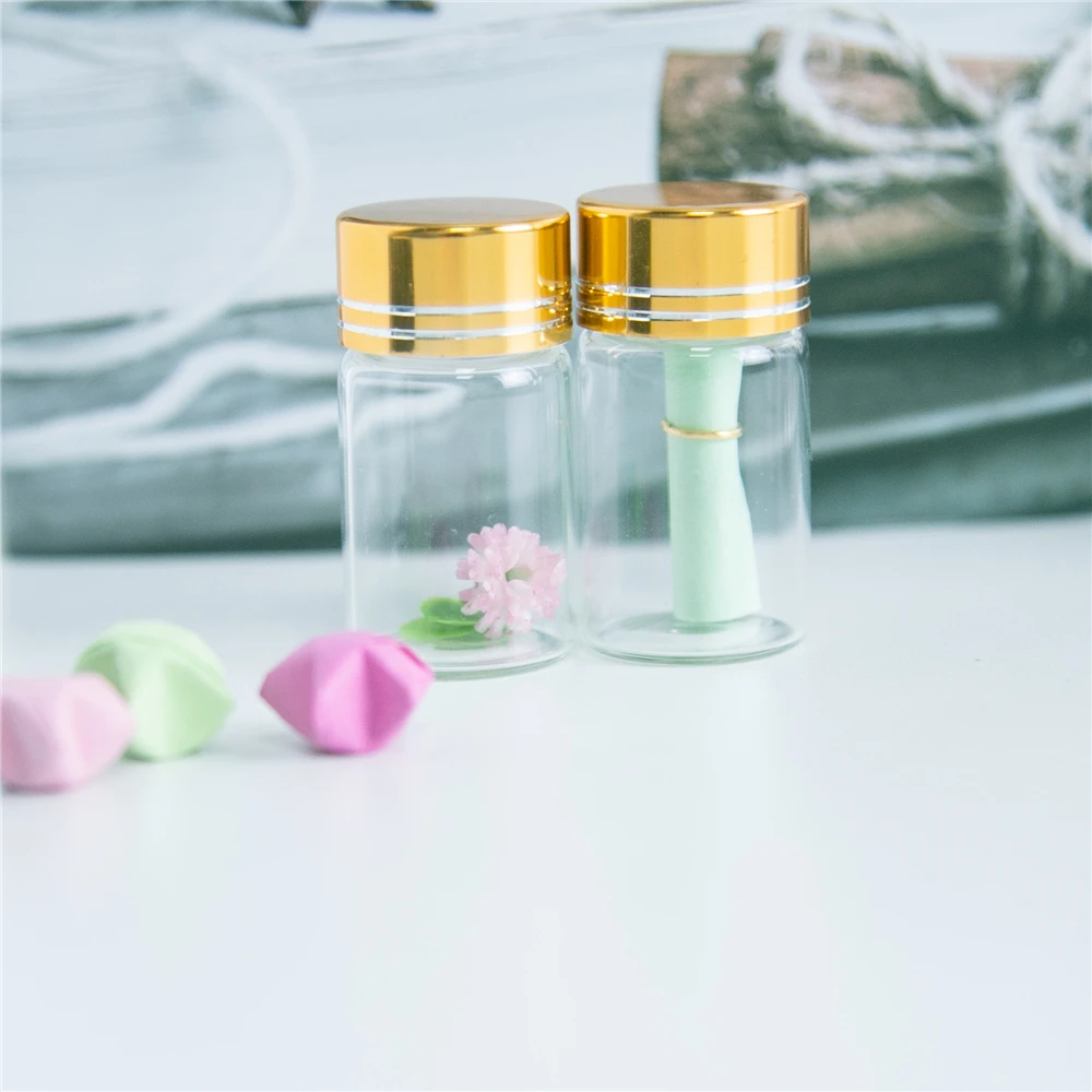 

100Pcs 7ml Borate Container Golden Spiral Plastic Cap with Tangent Wishing Glass Cosmetic Craft Vials Refillable Travel Bottles