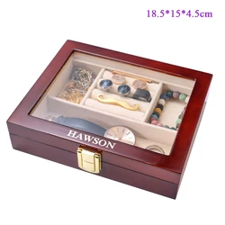 New Luxury Wood Jewelry Box Vintage wood Multifunction Display Box Elegant Dark Brown Storage Case Luxury Cufflinks Jewelry Dis