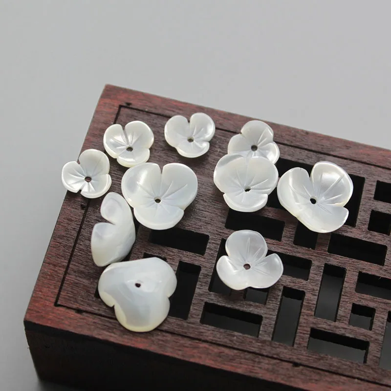 5pcs / bag natural mother-of-pearl three petal bowl flower torus spacer jewelry making DIY earrings hairpin jewelry accessories