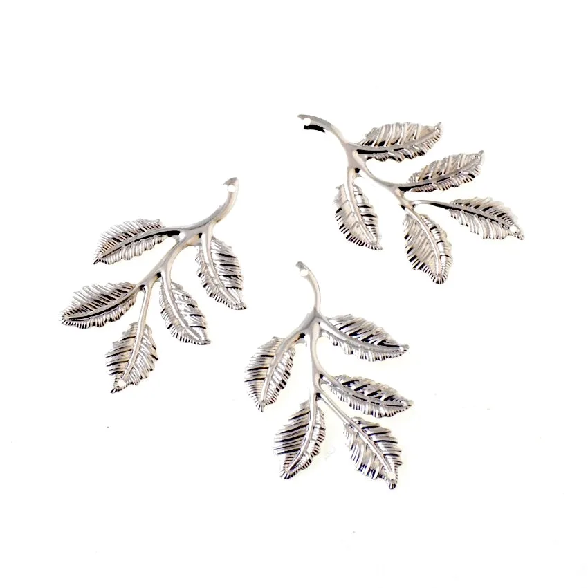 20PCs Olive Branch Leaf Filigree Wraps Connectors Metal Crafts Gift Jewelry Decoration DIY Findings 50x32mm