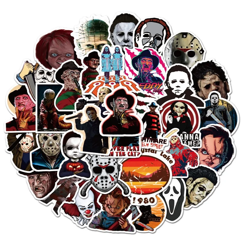 

50Pcs/Set Halloween Self-adhesive Scrapbooking Stickers Halloween Theme Horror Waterproof Sticker Home Decoration Party Supplies