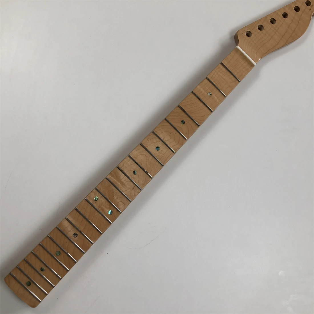 Tiger Flame Maple Electric Guitar Neck 21 Fret 25.5 in Fingerboard Abalone Dots Inlay Gloss DIY