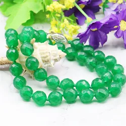 10mm Natural Green Aventurine Faceted Round Beads Necklace jewelry stone Christm as gifts Wholesale Price 18 Inches Long Stunnin