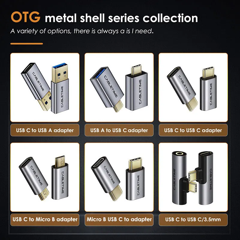 CABLEIME Type C OTG USB3.0 A Female to Type-C Adapter Charging Sync Converter for Huawei Mate30 pro P40 Tablets C011