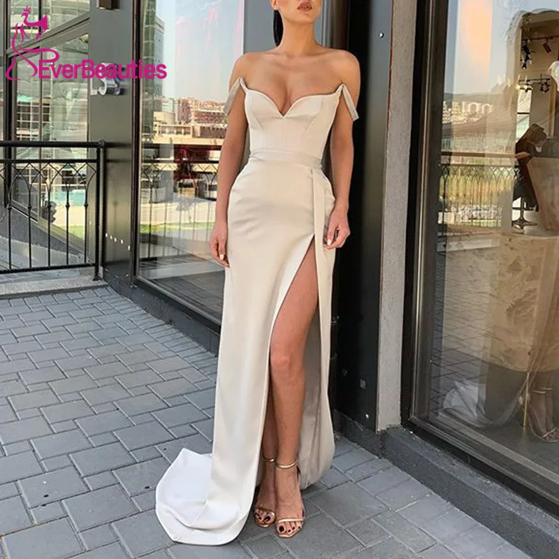 Vestidos De Fiesta Sweetheart długa suknia 2020 syrenka boczne rozcięcie szata De wieczór Off The Shoulder kobieta nocna impreza sukienka