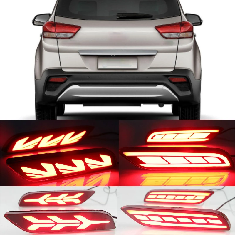 2PCS Led Reflector driving lights for Hyundai Creta IX25 2014 2015 2016 2017 Brake Lights rear bumper lamp Turning Signal light