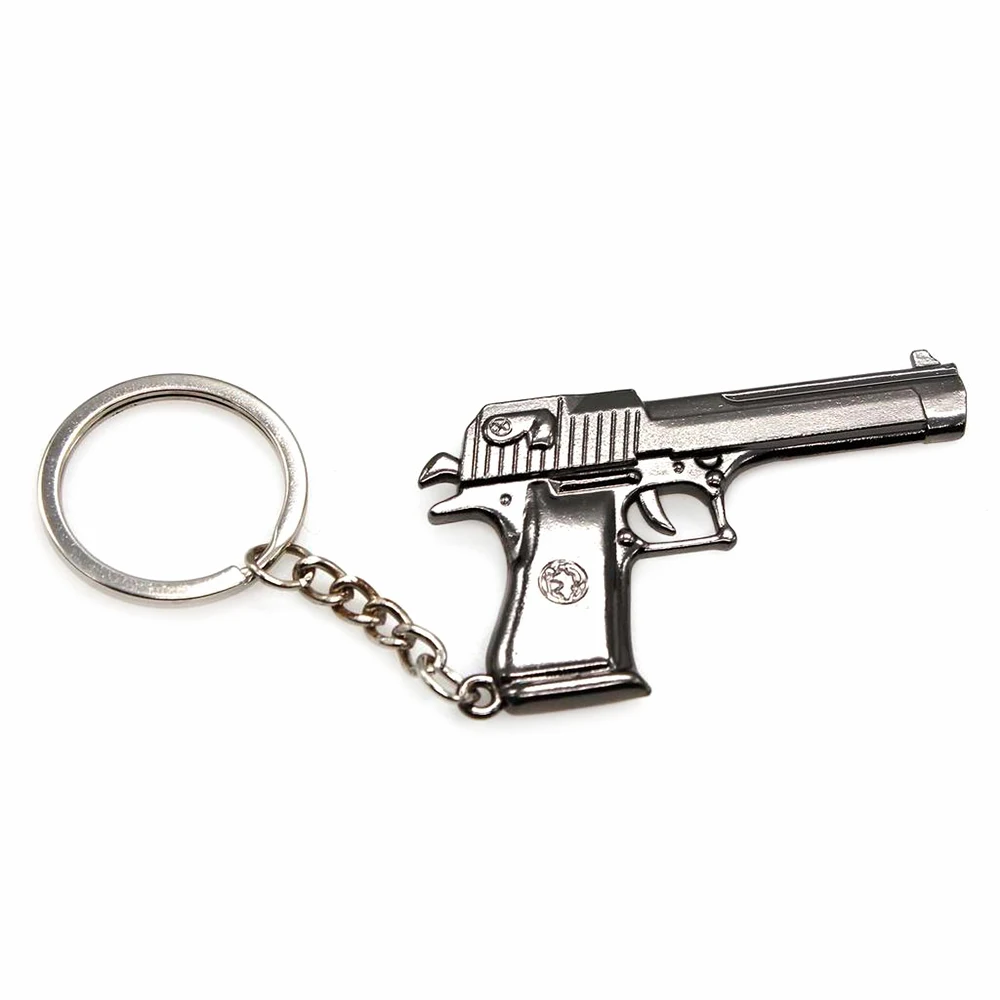 AK47 Desert Eagle Gun Keychains Game Around Fire Line Weapon Pistol Assault Rifle Sniper Gun for Car Bag Pendant Key Ring Gift