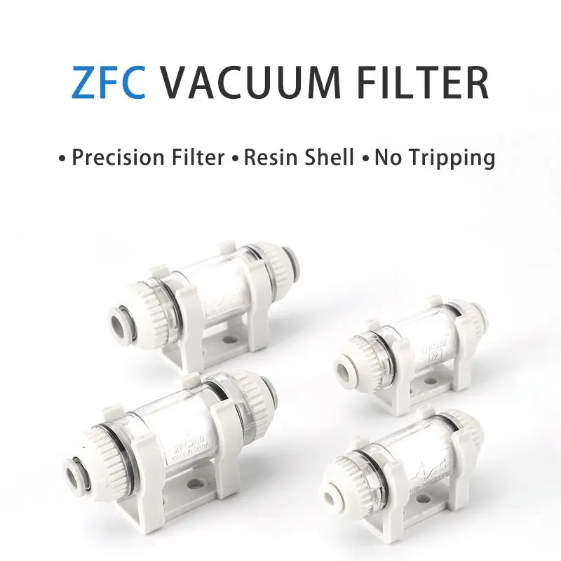 ZFC Pneumatic Vacuum Filter In Line Removable Fiber Element For Air Suction Cup ZFC100 ZFC200 ZFC100-06B ZFC200-08B Pipeline