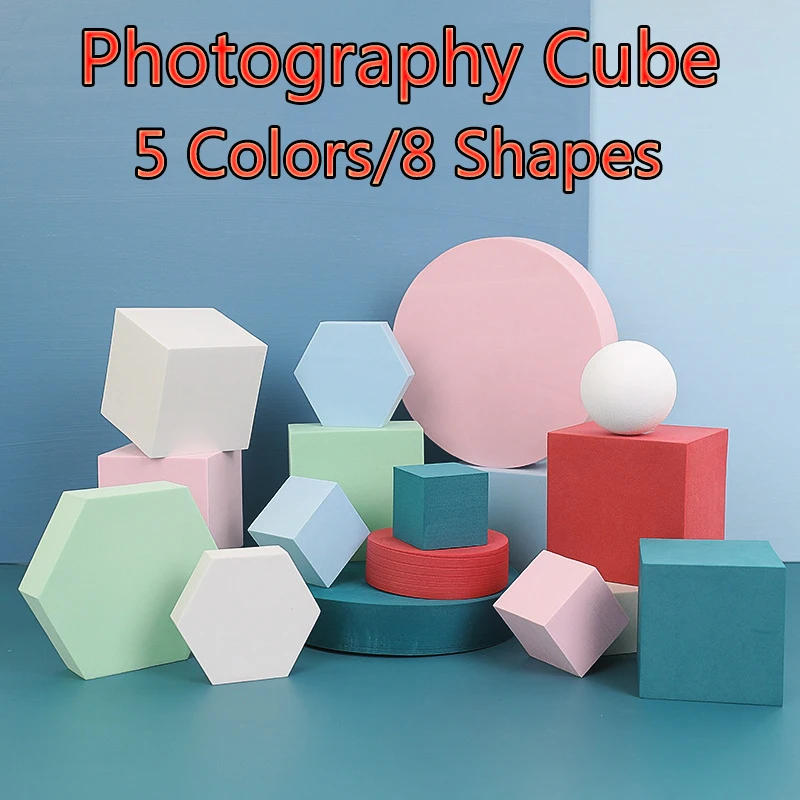 Geometry Photo Props Cube Ornaments Jewelry Shooting Props Morandi Color Geometric Decoration Background Photography Studio