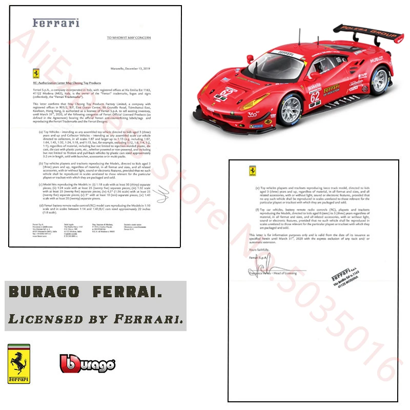 Bburago 1:43 Hardcover Edition 2017 Ferrari 488 GTE racing model simulation car model alloy car toy male collection gift