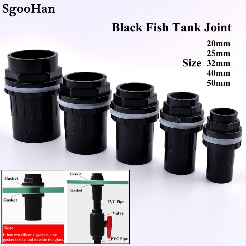 I.D 20~50mm Aquarium Fish Tank Joint Home Garden DIY Overflow Thread Water Tank Tube Connector PVC Pipe Watering Fittings