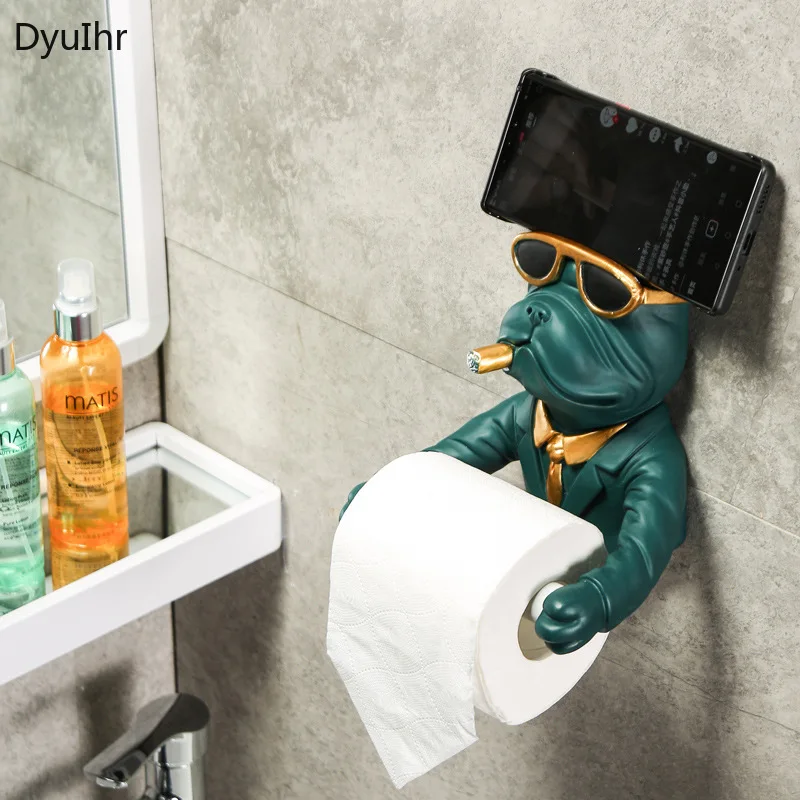 DyuIhr simple and creative simulation animal bathroom tissue holder wall-mounted pumping paper roll holder bathroom accesories