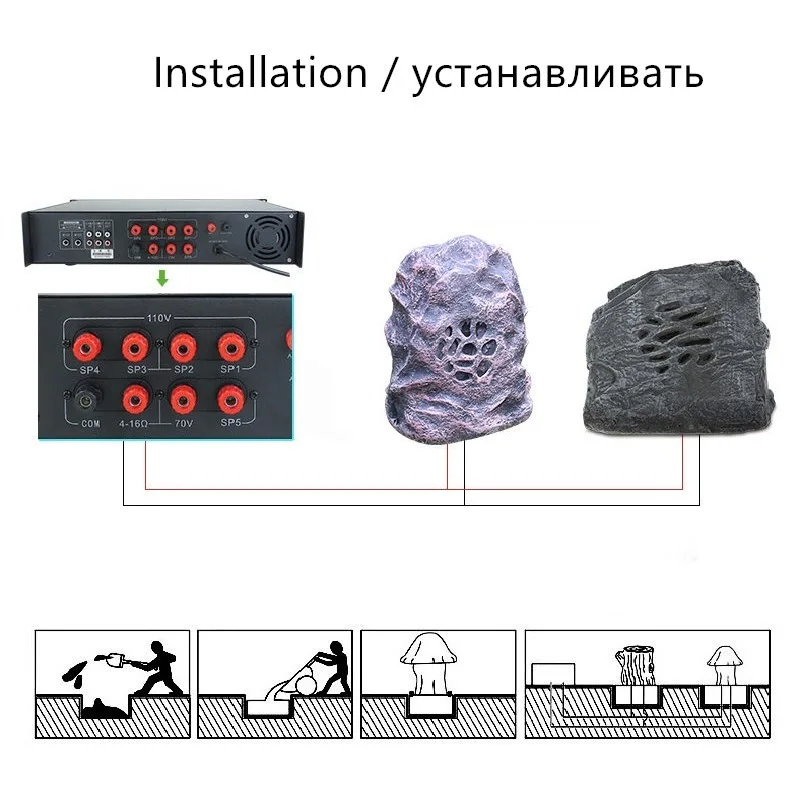 Lawn Speaker Outdoor Waterproof Artificial Stone Speaker Park Garden Yard Hotel Speaker Ground Simulation Stone Broadcast