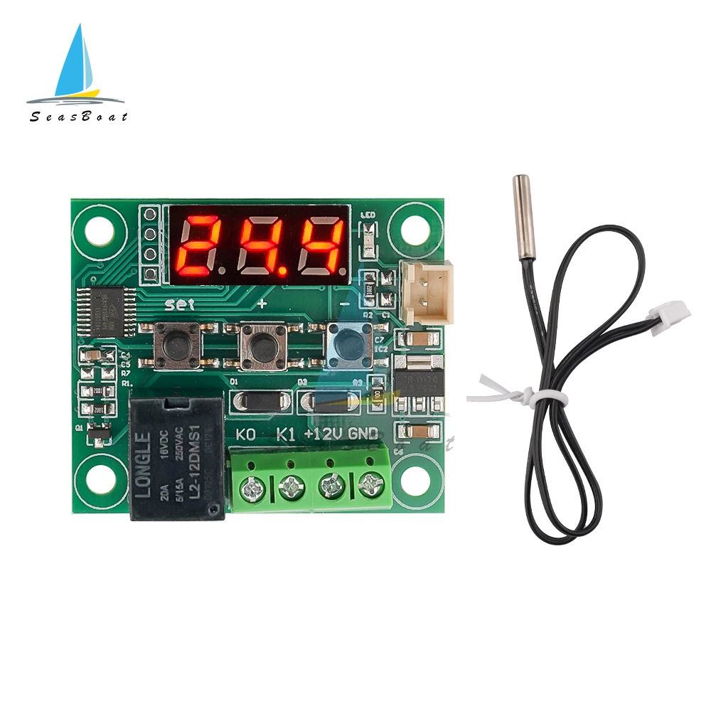 W1209 -50-110C DC 12V digital temperature controller thermostat temperature control thermostat switch plate red/blue/green/white