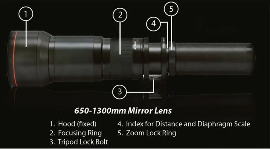 JINTU-lente de Zoom HD MF para cámara, accesorio compatible con Canon EOS EF, montaje en EF-S, 50D, 60D, 70D, 80D, 90D, 650-1300mm