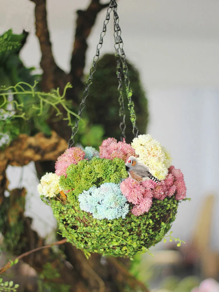 Artificial Hanging Basket Home Decor Simulation Bird's Nest Christmas Wedding Decoration Room Indoor Tabletop Countryside Gifts