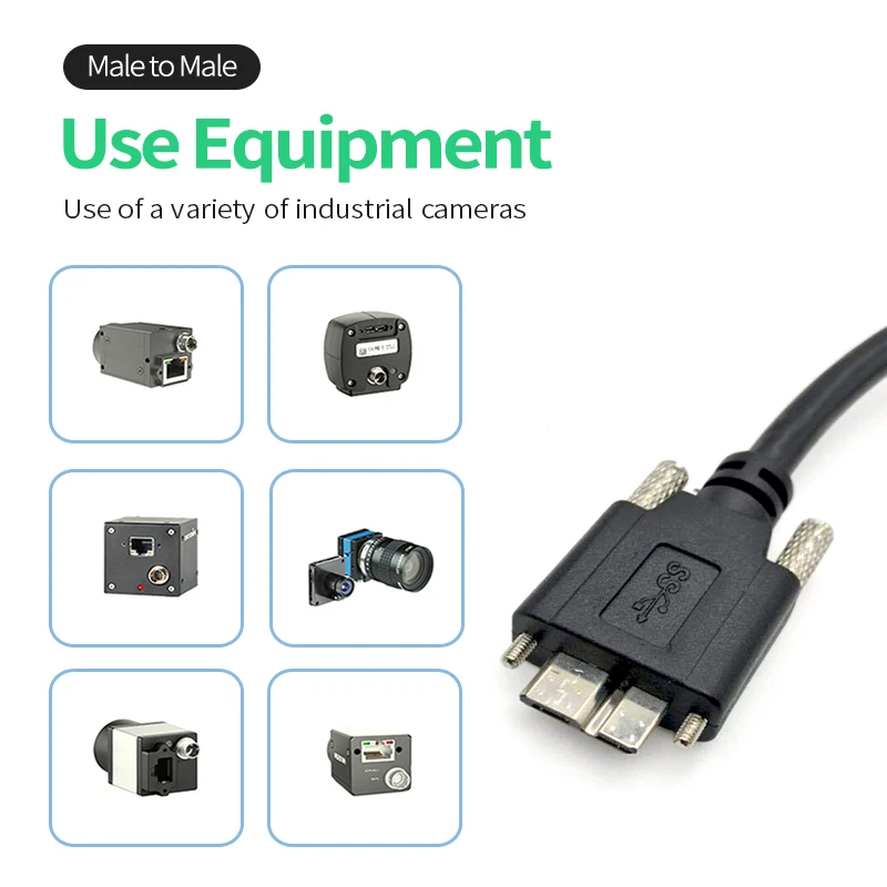 Kamera przemysłowa drut 3.0AM do MicroB Micro USB 3.0 kabel z męskiego na męskie ze śrubami blokującymi wysokiej jakości 0.6m 1m 1.5m 3m 5m