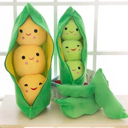 new 40-50CM pea pod cute filled plant doll child plush toy pea pillow toy 3 bean belt cloth bag creative plush toy 2 color WJ096