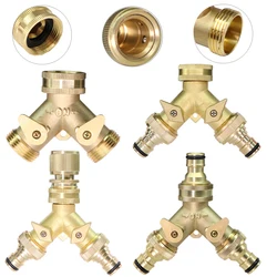 1PC 3/4'' 16mm Heavy Duty Brass Y Splitter BSP/NPT Dual Outlet Tap Connector 2 Way Adapter 2 Valves Garden Irrigation Joints