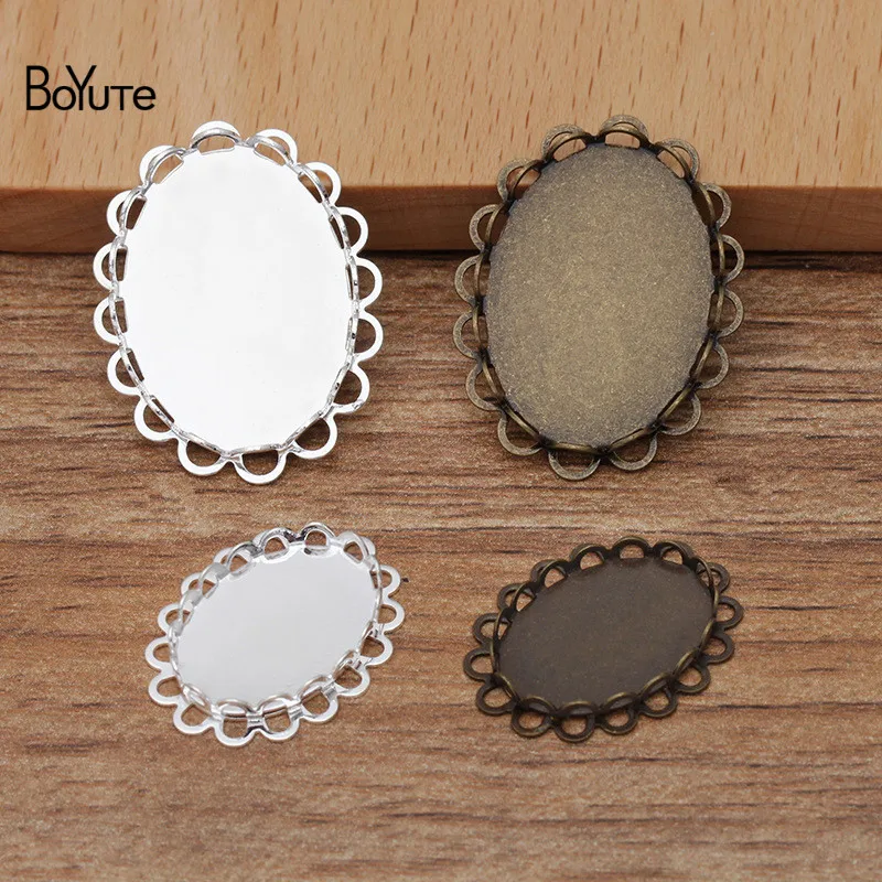 BoYuTe Custom Made (200 Pieces/Lot) 13*18MM 18*25MM Oval Cameo Cabochon Base Blank Tray Diy Jewelry Accessories