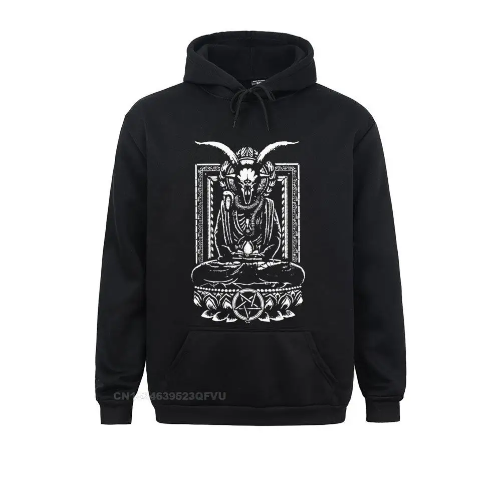 Men\'s Hoodie Baphomet Crazy Cotton Satanic Buddha Spiritual Skull Skeleton Goat Women Clothes Classic