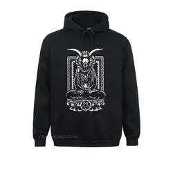 Felpa con cappuccio da uomo Baphomet Crazy Cotton Satanic Buddha spirituale Skull Skeleton capra abbigliamento donna classico