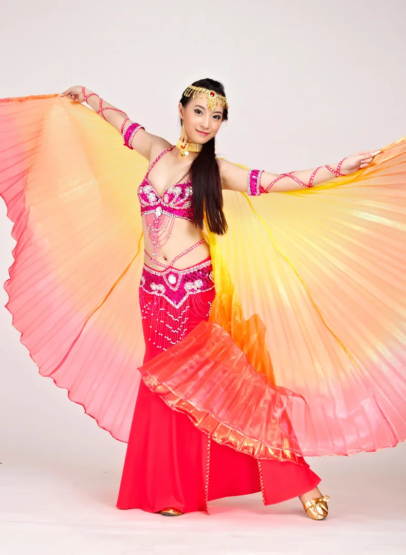 2018 Newest Gradient Colors Egyptian Belly Dance Costume Professional Dancing Isis Wings (not stick)  9 Colors Available