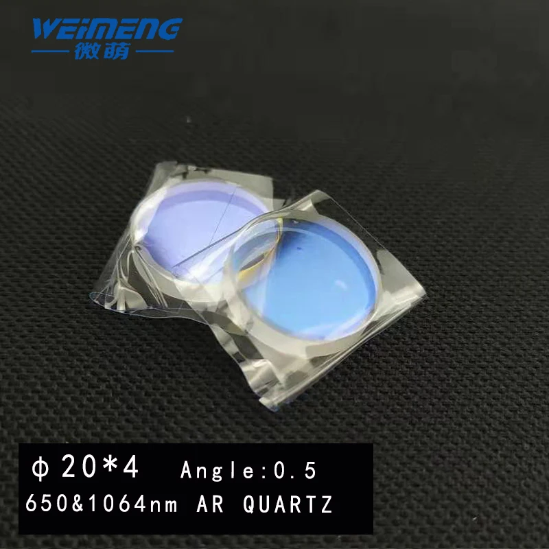 Weimeng  φ 20*4mm  Wedge mirror laser lens  Wedge angle 0.5mm 650&1064nm AR  coating  quartz material for laser welding machine